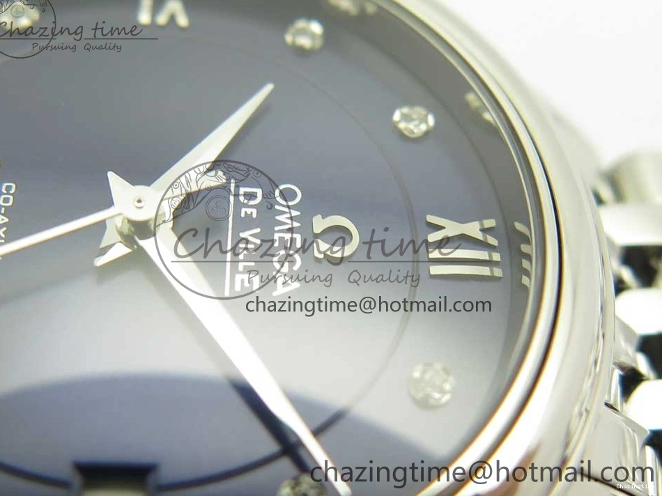 0105 TopPick De Ville Prestige Ladies 32.7mm SS MKF 1:1 Best Edition Blue Dial Diamonds Markers on SS Bracelet MIYOTA 7972